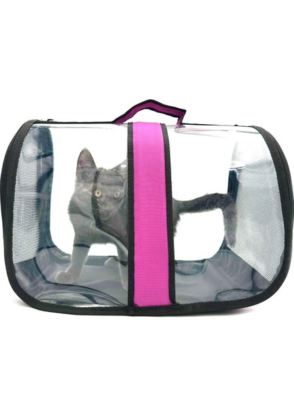 Şeffaf Pembe Omuz Askılı Evcil Hayvan Taşıma Çantası modelleri