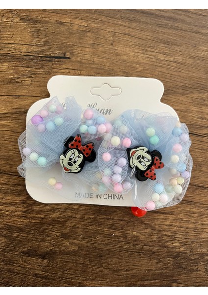 Kız Çocuk Minnie Mouse Mickey Mouse Boncuk Tüllü Simli 1 Çift Lastik Toka Mini Miki Maus fiyatları