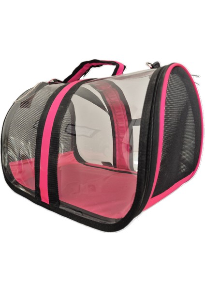 Pembe Şeffaf Evcil Hayvan Taşıma Çantası, Kolay Taşıma ve Şıklık Sağlar.
