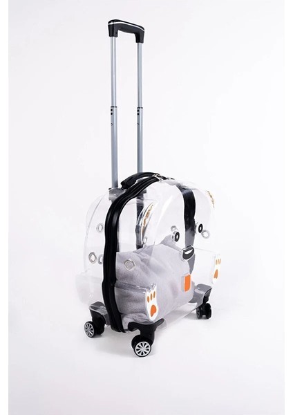 Turuncu Tekerlekli Şeffaf Taşıma Çantası, Kedi ve Köpekler Için Uygun fiyatları