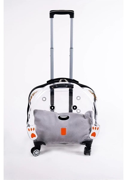 Turuncu Tekerlekli Şeffaf Taşıma Çantası, Kedi ve Köpekler Için Uygun fırsatları