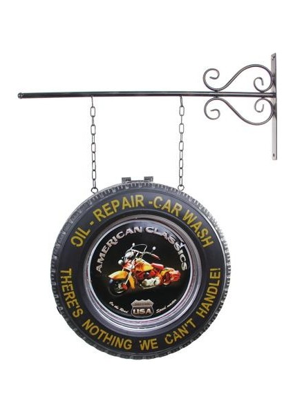 Dekoratif Çift Yönlü Motorsiklet Temalı Ferforje Askı Pano