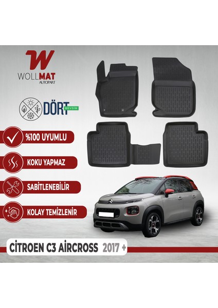 Citroen C3 Aircross Paspas 2017 Sonrası 3D Havuzlu Paspas Seti