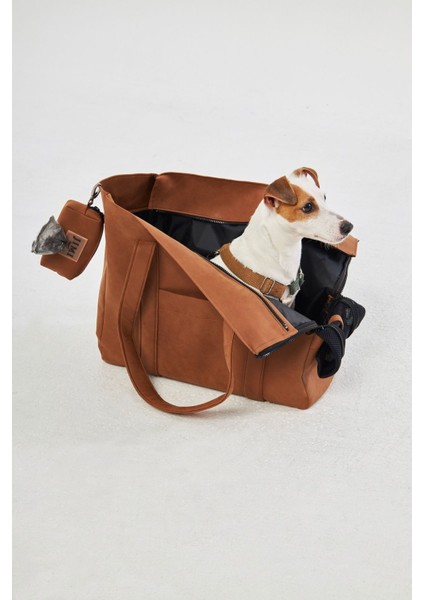 Kahverengi Evcil Hayvan Taşıma Çantası, Dayanıklı ve Şık Tasarım