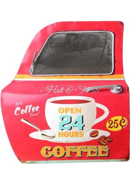 Dekoratif Coffee Temalı Kırmızı Araba Kapısı Ayna Hediyelik
