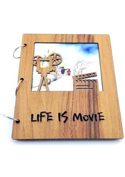 Albüm Ahşap Kapaklı Dikey Temalı Dekoratif Hediyelik