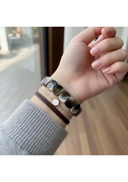 Yetişkin Kaplan Gözü Desenli Özel Döküm Unisex Sıkma Kehribar Bileklik