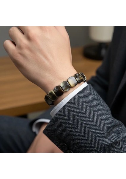 Yetişkin Kaplan Gözü Desenli Özel Döküm Unisex Sıkma Kehribar Bileklik modelleri