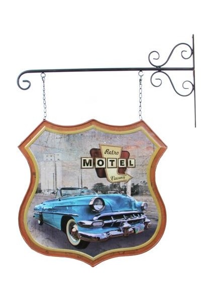 Dekoratif Çift Yönlü Car Trip Temalı Ferforje Askı