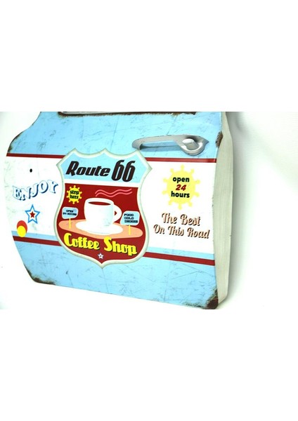 Dekoratif Route 66 Coffeetemalı Mavi Araba Kapısı Ayna fiyatları