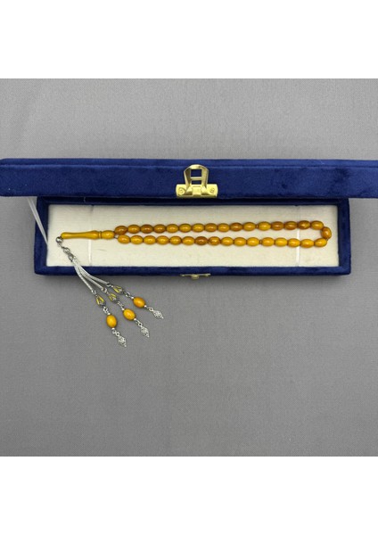 Özel Alpaka Dizayn Püsküllü Sarı Renk Dikey Yoğun Hareli Sıkma Kehribar Tespih modelleri