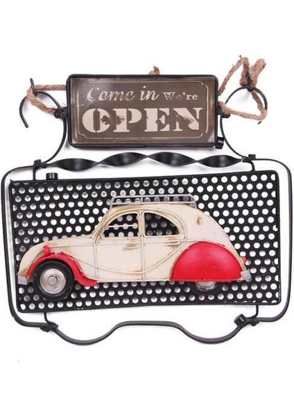 Dekoratif Metal Kapı Yazısı Araba Dekorlu Vintage Hediyelik