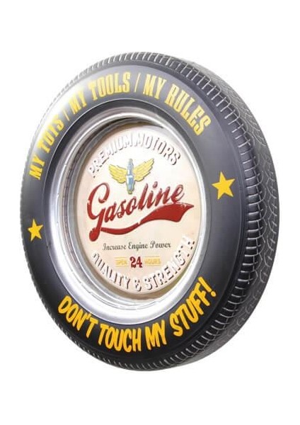 Dekoratif Araba Tekerleği Gasoline Temalı LED Işıklı Duvar Panosu fiyatları