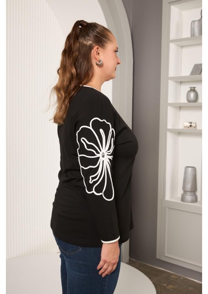 Şerit Çiçek Desenli Büyük Beden Bluz fiyatları