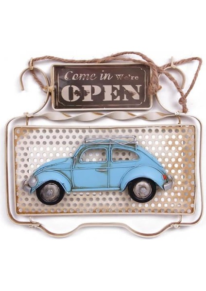 Dekoratif Metal Kapı Yazısı Araba Dekorlu Vintage Hediyelik