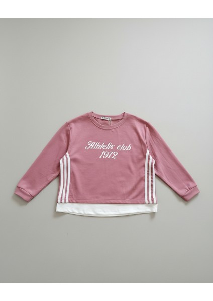 "athletic Club" Baskılı, Üç Çizgili Pembe-Beyaz Geniş Paça Kız Çocuk Eşofman Takımı fırsatları