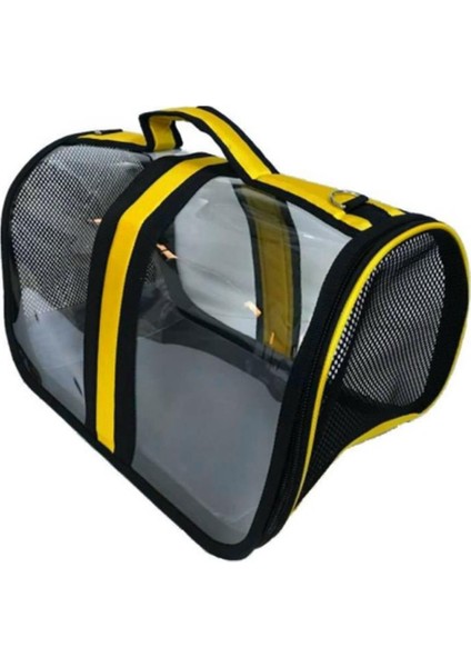 Şeffaf Sarı Kedi ve Köpek Taşıma Çantası, Rahat ve Şık Omuz Çantası