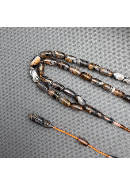 Usta Işçilikli Kahverengi Gri Beyaz Renk Geçişli Yoğun Hareli Sıkma Kehribar Tespih fiyatları