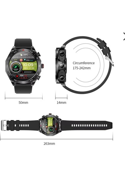 GT100 Kulaklıklı Saat 2in 1 Süper Amoled 1, 43 Inç Lityum Polimer Pil IP67 Su Geçirmez Seviye fırsatları