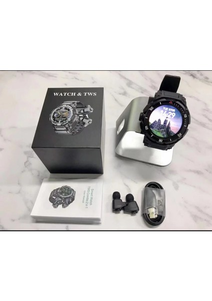 GT100 Kulaklıklı Saat 2in 1 Süper Amoled 1, 43 Inç Lityum Polimer Pil IP67 Su Geçirmez Seviye