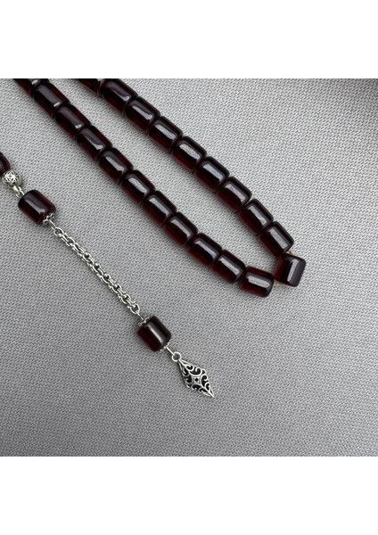 Alpaka Püsküllü Havşa Delim Vişne Rengi Sıkma Kehribar Tespih fırsatları