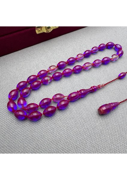 Faaris Beydun Bordo Mavi Beyzi Renk Süzmesi Sıkma Kehribar Tespih modelleri