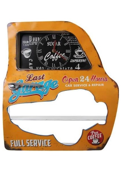 Dekoratif Garage Temalı Sarı Araba Kapısı Araba Kapısı Duvar Rafı