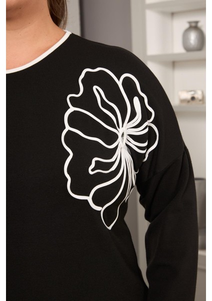 Şerit Çiçek Desenli Büyük Beden Bluz fırsatları