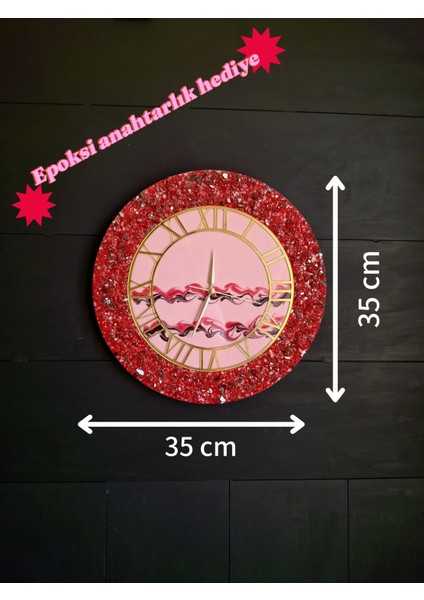 Duvar Saati - 35CM - Modern Dekoratif Duvar Saati - Epoksi Duvar Saati - El Yapımı Duvar Saati