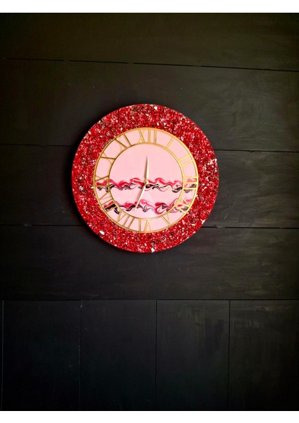 Duvar Saati - 35CM - Modern Dekoratif Duvar Saati - Epoksi Duvar Saati - El Yapımı Duvar Saati fırsatları
