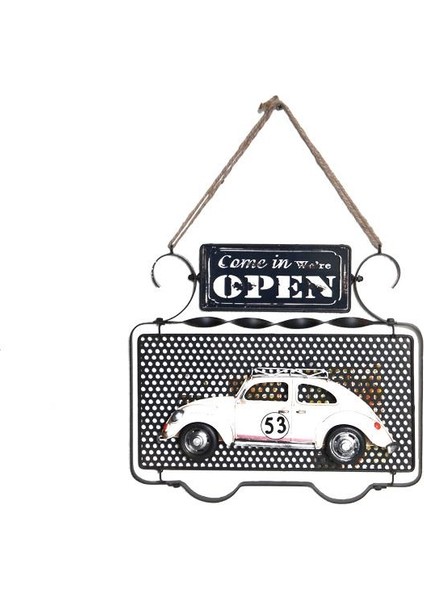 Dekoratif Metal Kapı Yazısı Araba Dekorlu Vintage Hediyelik