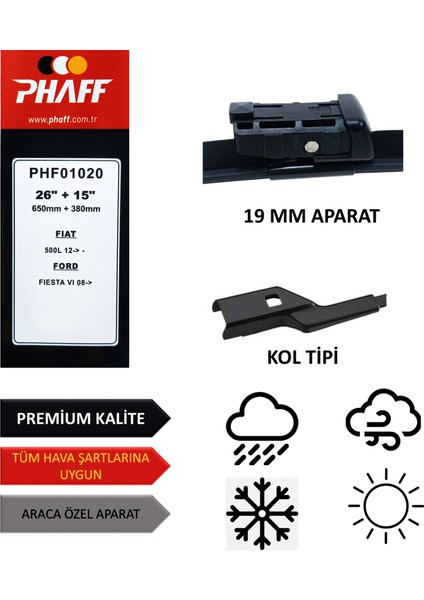 Ford Fiesta (2009-2016) Ön Silecek Süpürgesi 650MM + 380MM fiyatları