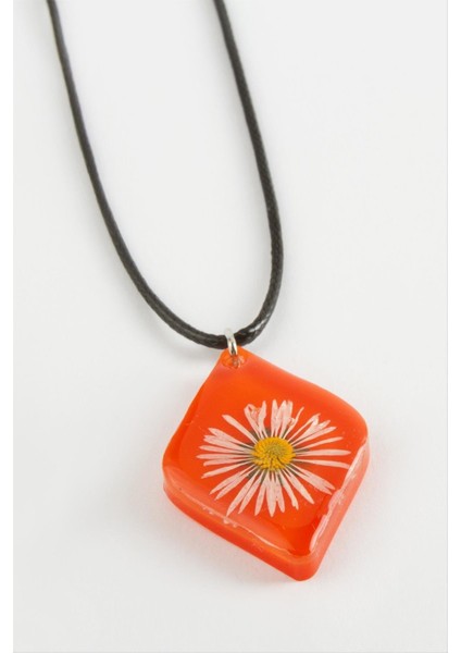 Zengezur Papatya Köşeli Epoksi Kolye-Mavi