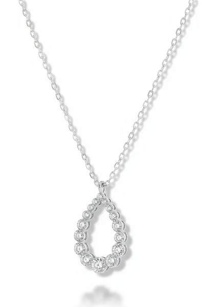 925 Ayar Gümüş Damla Figürlü Damla Taşlı Kolye Kadın fiyatları