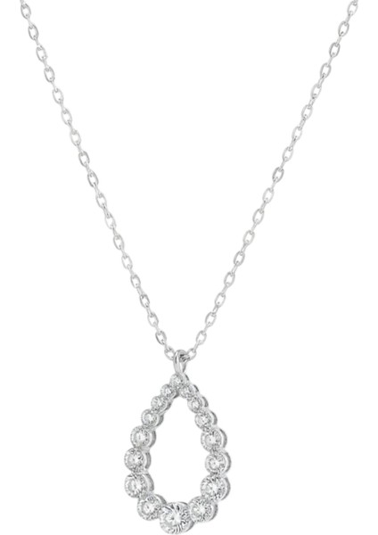 925 Ayar Gümüş Damla Figürlü Damla Taşlı Kolye Kadın modelleri