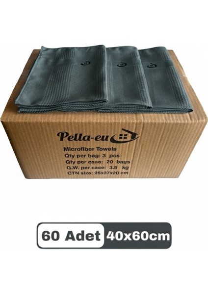 Mikrofiber Cam Bezi Genel Temizlik Bezi Mutfak Banyo Yüzey 60 Adet Antrasit 40X60CM