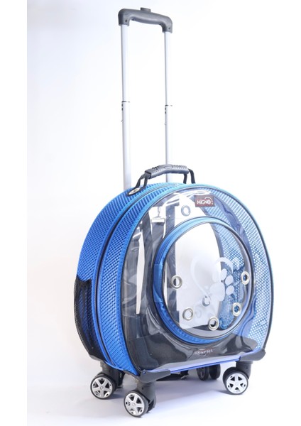 Mavi Renkli Tekerlekli Evcil Hayvan Taşıma Çantası, Pratik ve Hafif Model