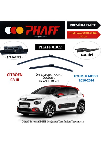 Citröen C3 (2016-2024) Ön Silecek Süpürgesi 650MM + 400MM