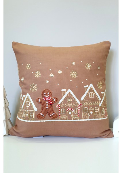 Şeker Kasabası Zencefilli Gingerbread Kırlent Kılıfı - 43X43CM