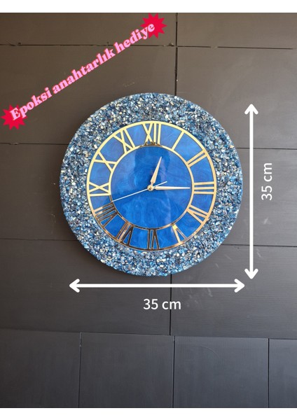 Duvar Saati - 35CM - Modern Dekoratif Duvar Saati - Epoksi Duvar Saati - El Yapımı Duvar Saati