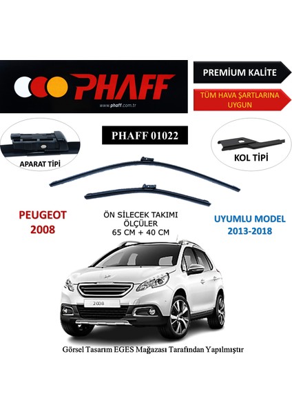 Peugeot 2008 (2013-2018) Ön Silecek Süpürgesi 650MM + 400MM