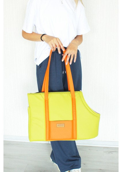 Sarı Renkli El ve Omuz Taşıma Çantası, Evcil Hayvanlar Için Pratik Kullanım