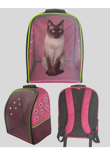 Pembe Kedi ve Köpek Sırt Taşıma Çantası, Hafif ve Konforlu Tasarım
