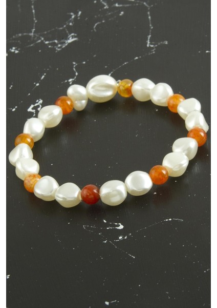 Zengezur Inci Akik Doğaltaş Bileklik-Beyaz fiyatları