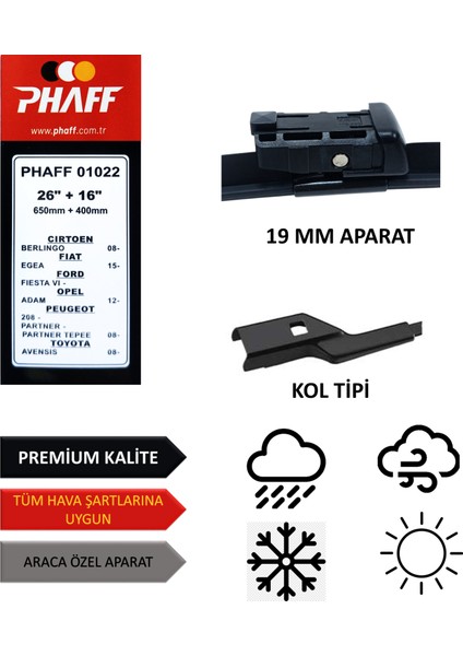 Peugeot Partner (2009-2017) Ön Silecek Süpürgesi 650MM + 400MM fiyatları