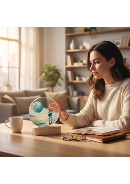 Kişiye Özel Astronot ve Ay Temalı LED Dekor Lamba – 3D Masaüstü Işık fiyatları