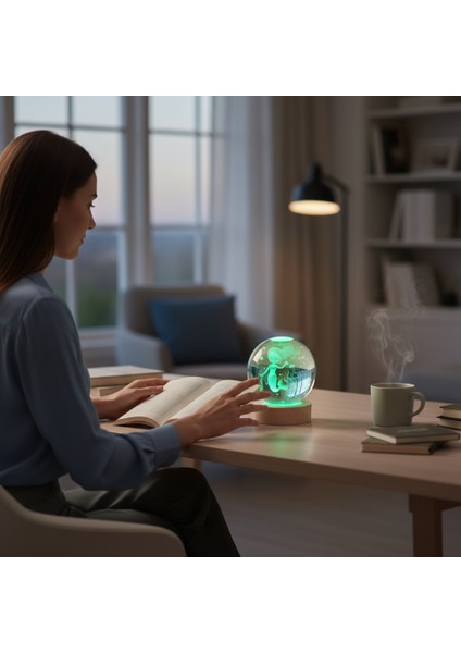 Kişiye Özel Büyük Boy Işıklı Ahşap Kaideli Deniz Kızı Temalı Cam Küre 8cm fırsatları