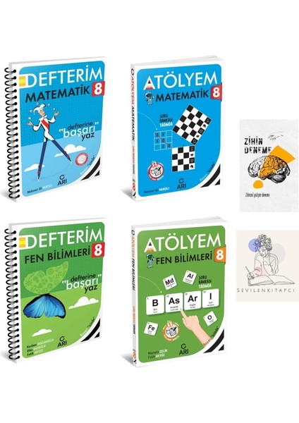 8.sınıf Mat-Fen Konu Anlatım Defter ve Atölyem Soru BANKASI+ZİHİNDENEME-KD149