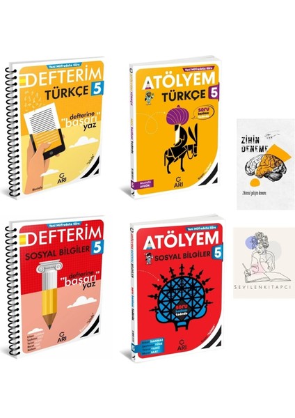 5.sınıf Türkçe-Sosyal Konu Anlatım Defter ve Atölyem Soru BANKASI+ZİHİNDENEME-KD220