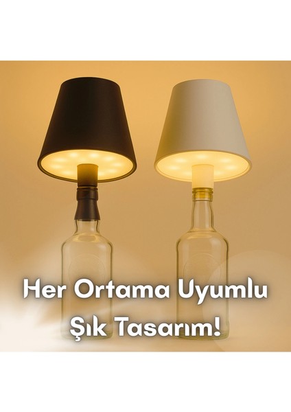 Kablosuz Şişe Lambası - Şarjlı Abajur Masa Işığı Dokunmatik Şişe Için LED Siyah Beyaz Seçenek modelleri